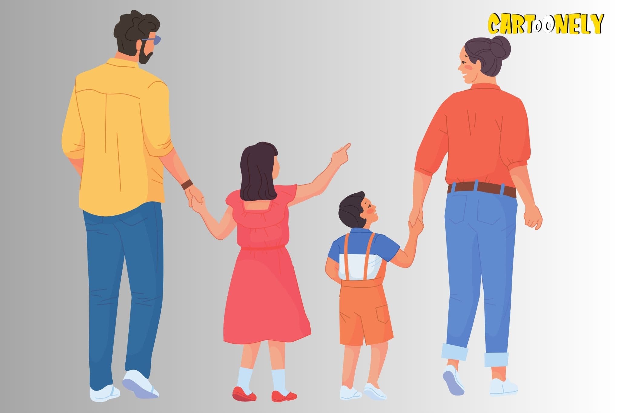 L'illustration ou dessin de famille de dos